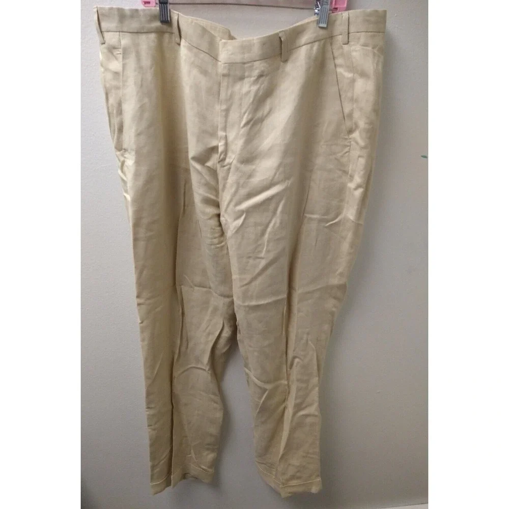 Baird McNutt Linen Pants Mens 42 34 Beige Pattern Murano Lightweight Breathable